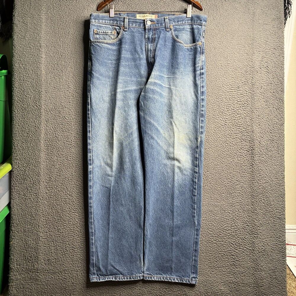 Vintage Levis 505 Regular Fit Jeans Mens 34 Straight Leg Denim Whiskered Fade